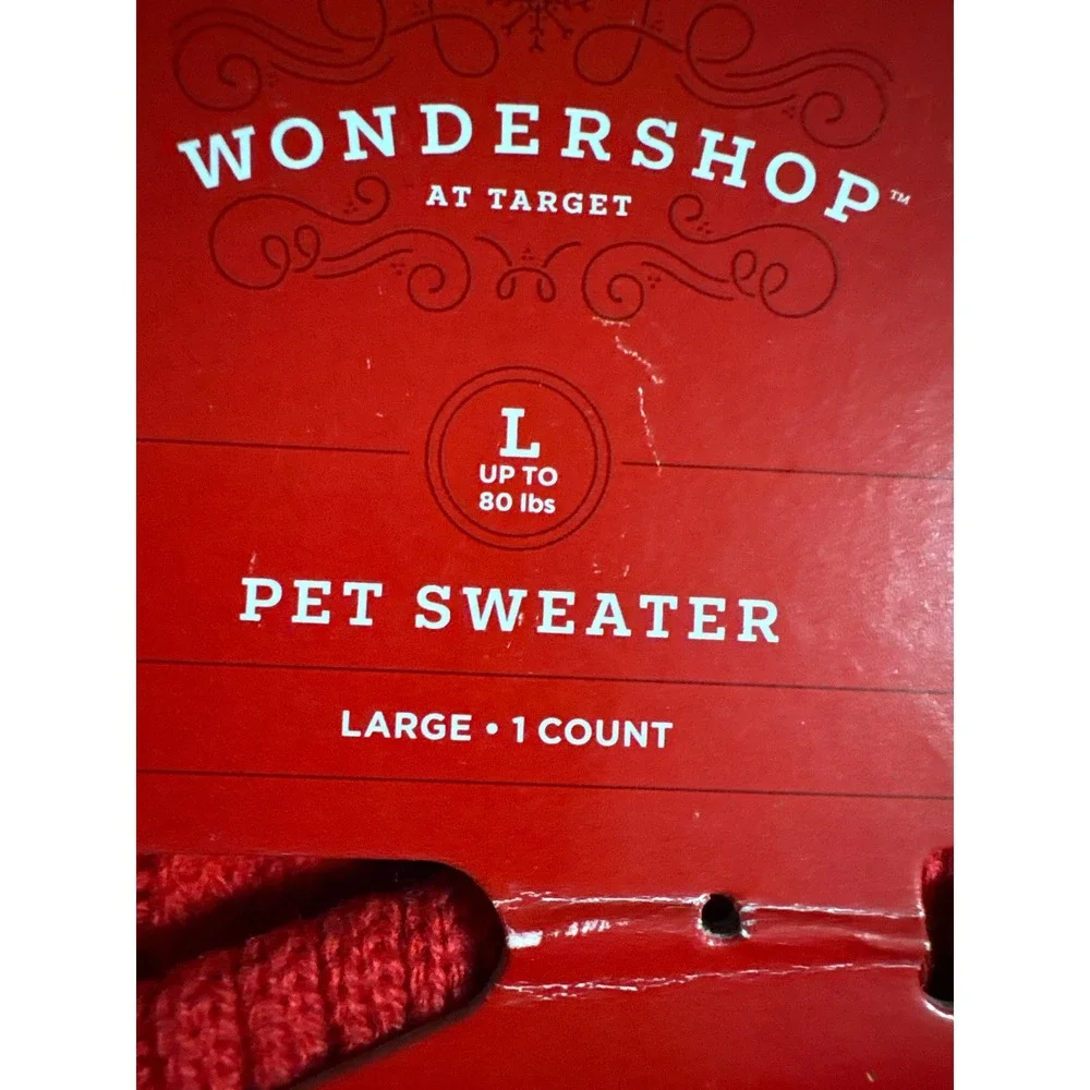 Wondershop Target Red Cable Knit Pet Dog Sweater Large Up to 80 lbs Holiday New